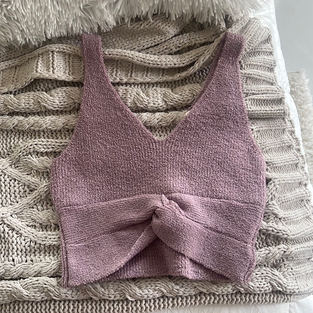 Purple Knit Cross Top